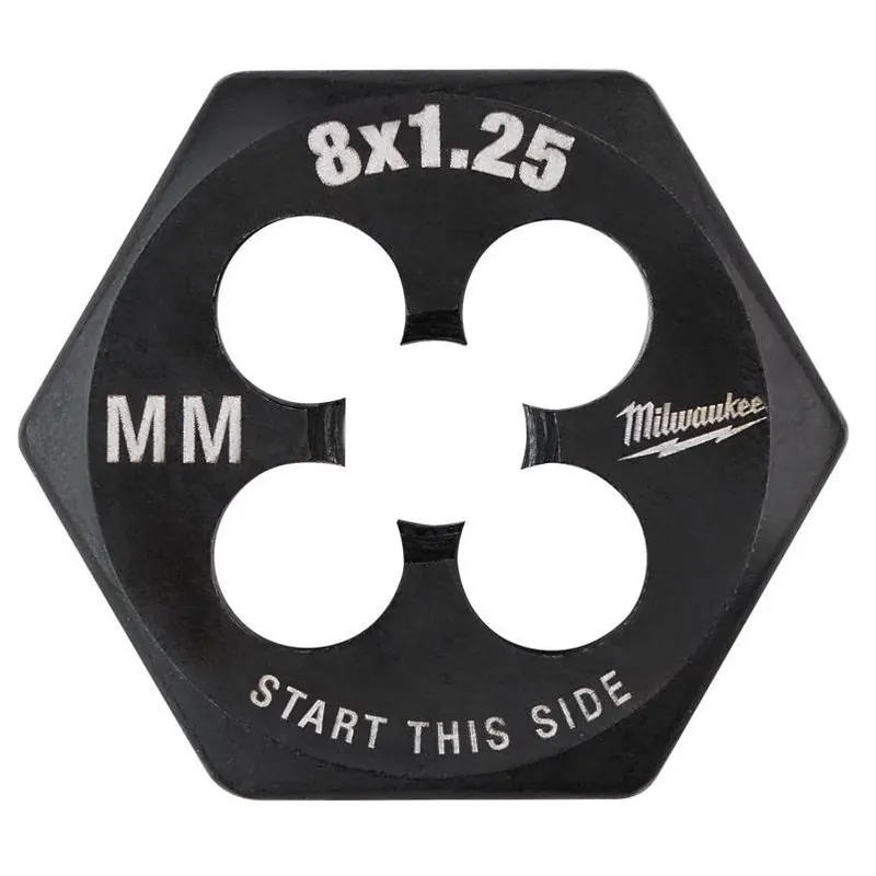 Milwaukee M8×1.25 Metric Hexagon Die – High Carbon Steel, Single Piece