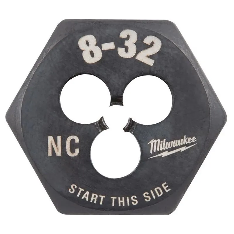 Milwaukee 8‑32 NC Hexagonal Thread Cutting Die – High‑Carbon Steel, Single Pack
