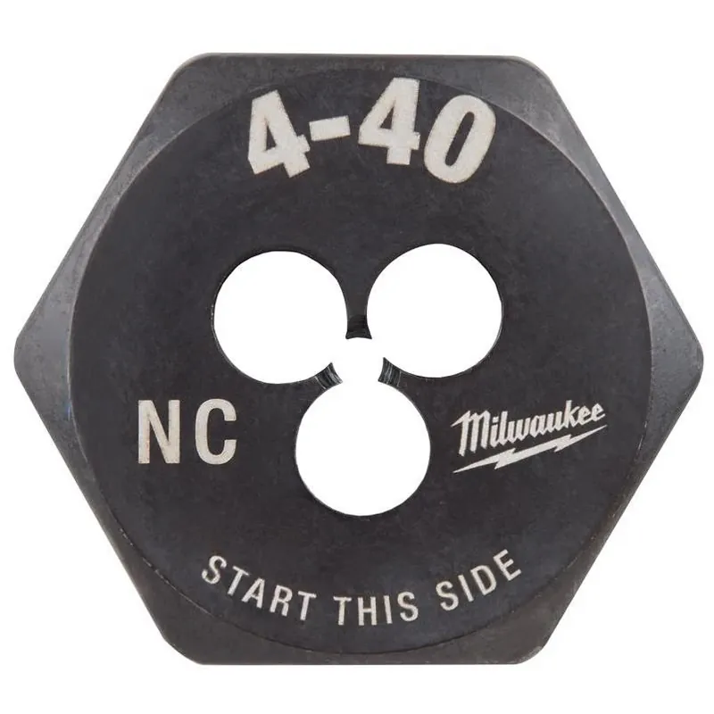 Milwaukee 4‑40 NC Hexagonal Die – High Carbon Steel Threading Tool (1 Pc)