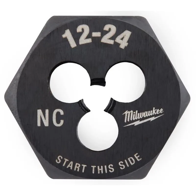 Milwaukee High‑Carbon Steel Hexagon Thread Die – SAE 12‑24 NC, Single Piece