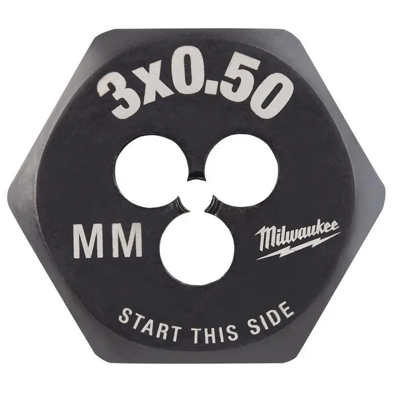 Milwaukee Metric Hex Die M3×0.5 – High‑Carbon Steel, Single Piece