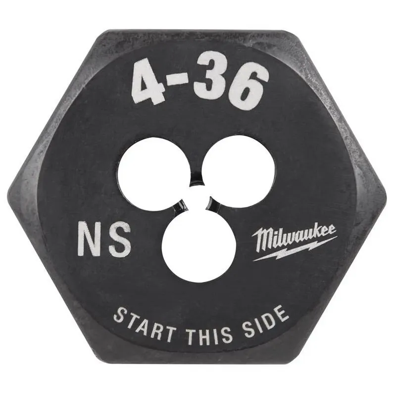Milwaukee High‑Carbon Steel Hexagonal Die – 4‑36 NS Thread Cutting Tool (1 Piece)
