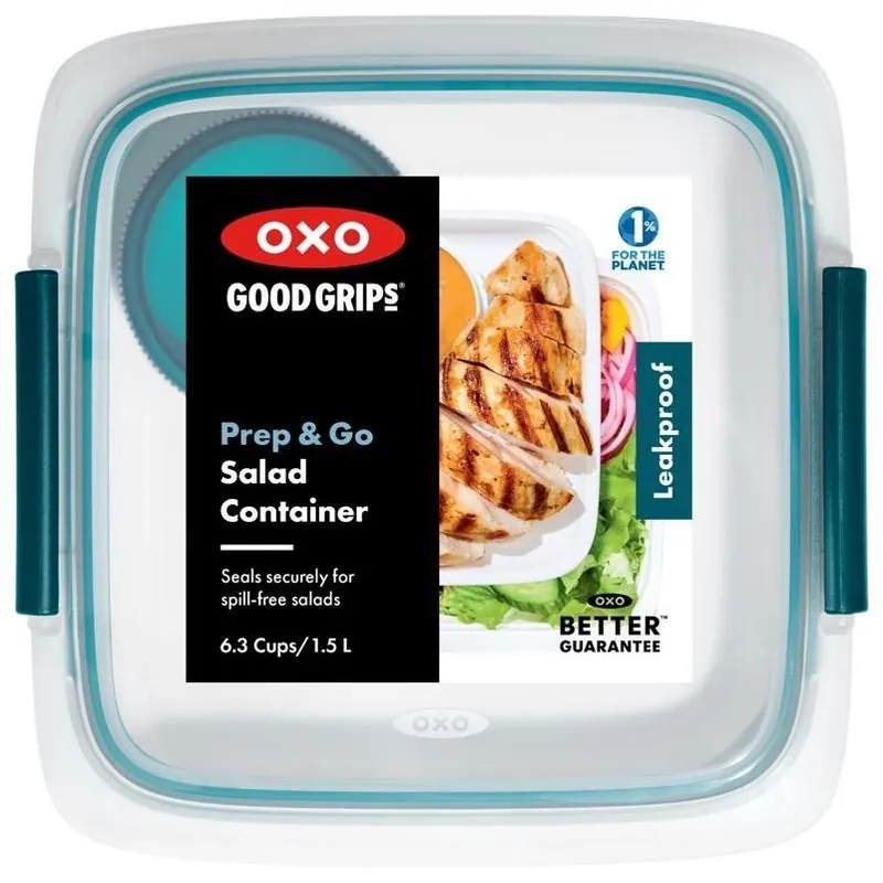 OXO Good Grips 6.3‑Cup Split Food Storage Container With Lid – White & Blue