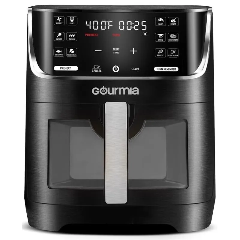Gourmia 8‑Quart Digital Air Fryer – Black & Silver, Programmable 1700W