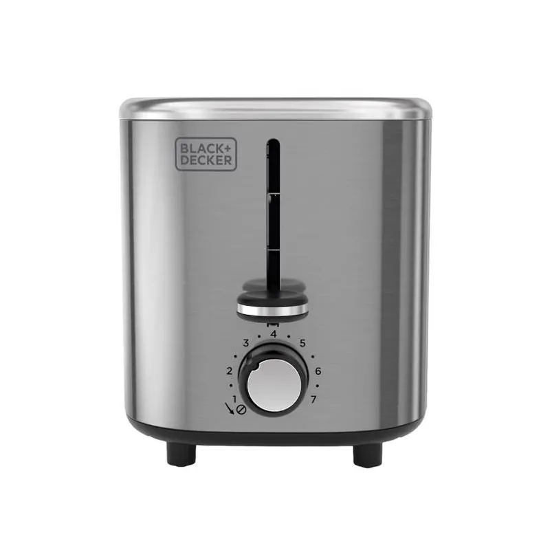 Black+Decker 2‑Slice Stainless Steel Toaster – 750 W, 7‑Level Browning