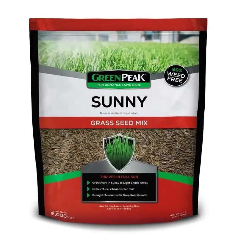 GreenPeak 3‑lb Mixed Sun‑to‑Shade Grass Seed – Drought & Heat‑Resistant For Small Lawns