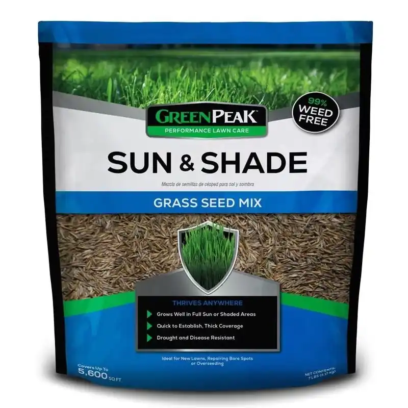 GreenPeak 7‑lb Sun‑and‑Shade Mixed Grass Seed – Drought‑Resistant Lawn Blend