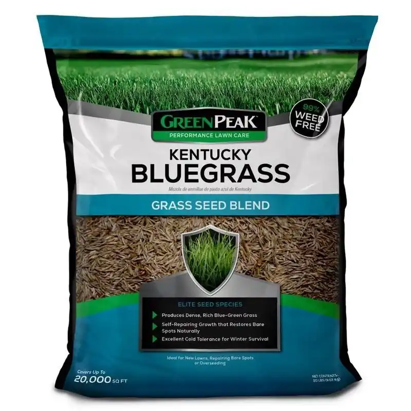 GreenPeak Premium Kentucky Bluegrass Seed – 20 lb For Full‑Sun Lawns, Heat‑Resistant, 20,000 sq ft Coverage