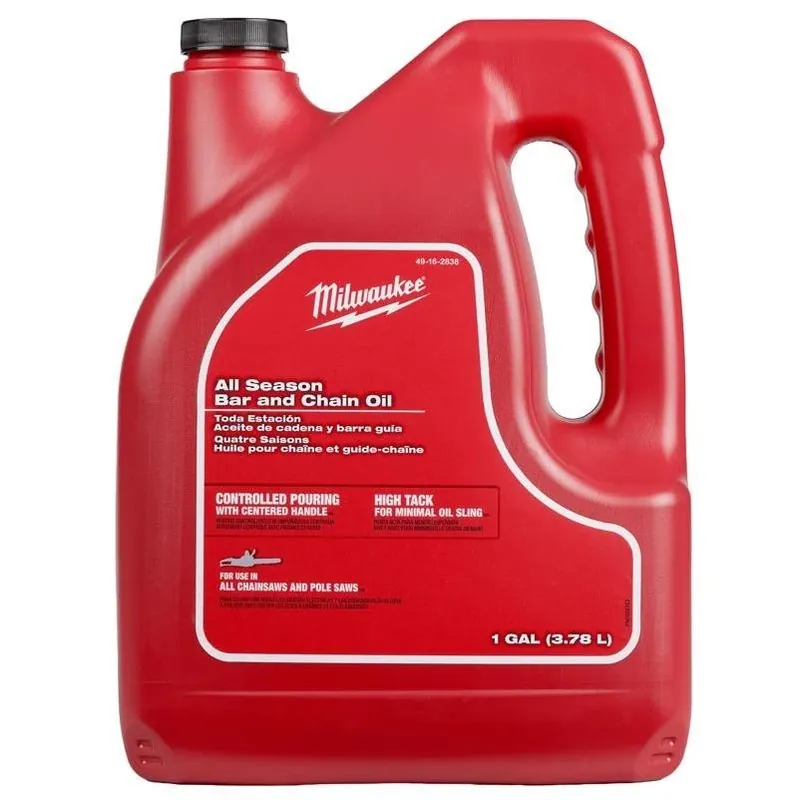 Milwaukee 49-16-2838 All‑Season Bar & Chain Oil – High‑Tack, 1‑Gallon, Amber, >93°C Flash Point