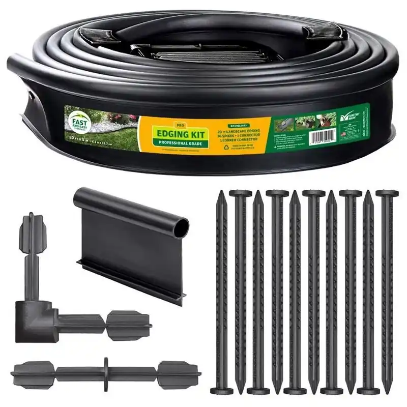 20‑Foot Black Plastic Landscape Edging Kit – Durable Garden Border