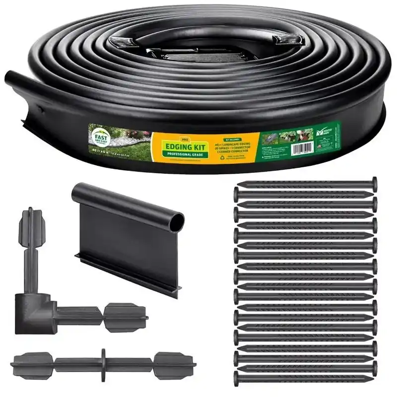 Master Mark 40‑Foot Black Plastic Landscape Edging Kit – 5‑Inch Height
