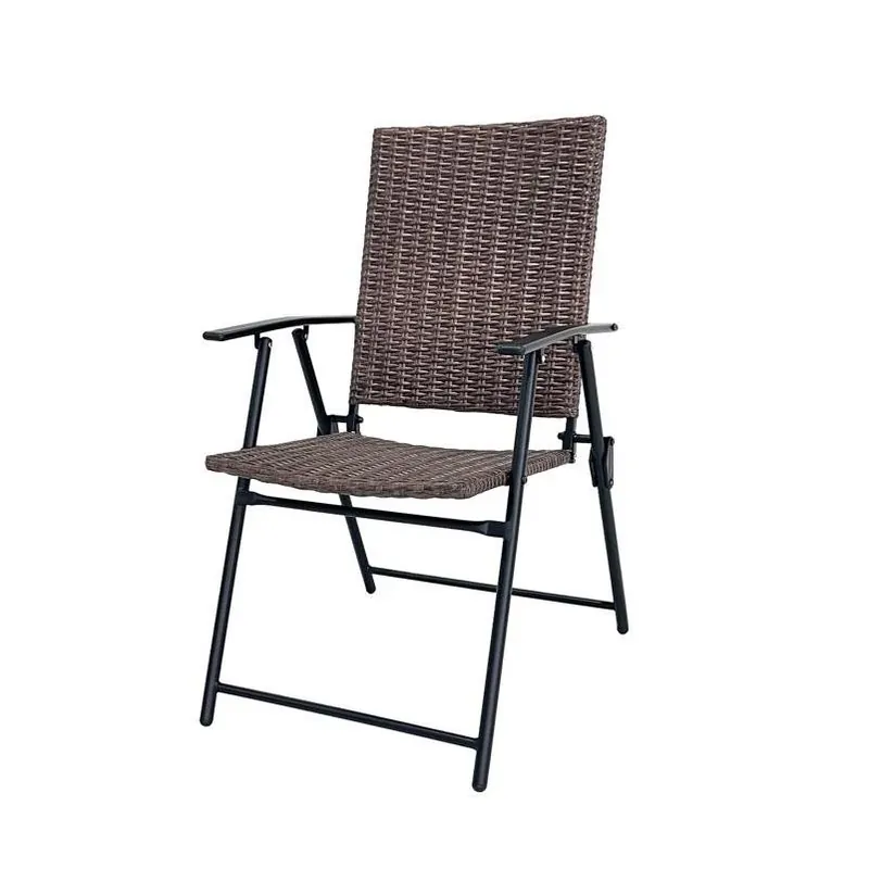 Brown Wicker Hard‑Arm Folding Chair – Living Accents