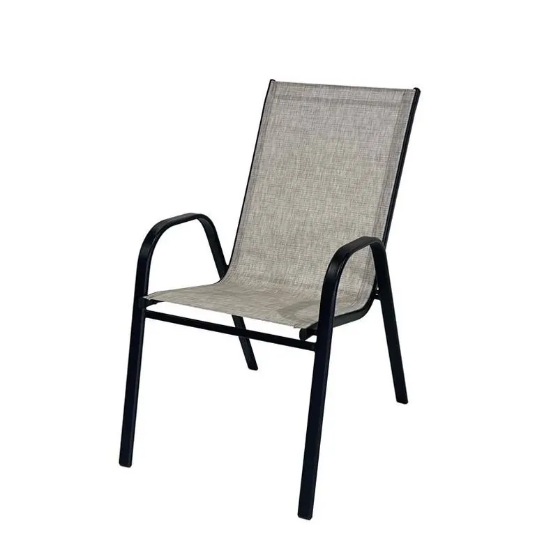 Living Accents Black Steel Stackable Dining Chair With Tan Sling Seat
