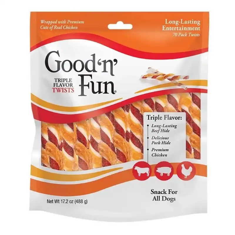 Good ‘n‘ Fun All‑Size Rawhide Chew – Beef, Chicken & Pork For Dogs