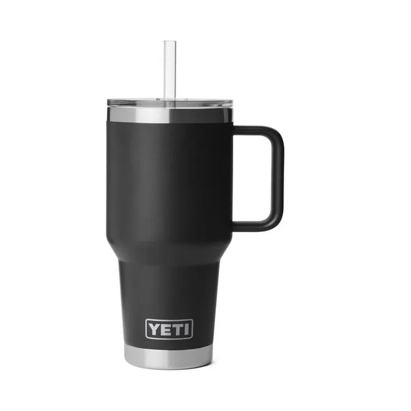 YETI 35‑oz Black Stainless Steel Straw Mug – BPA‑Free Rambler 2.0