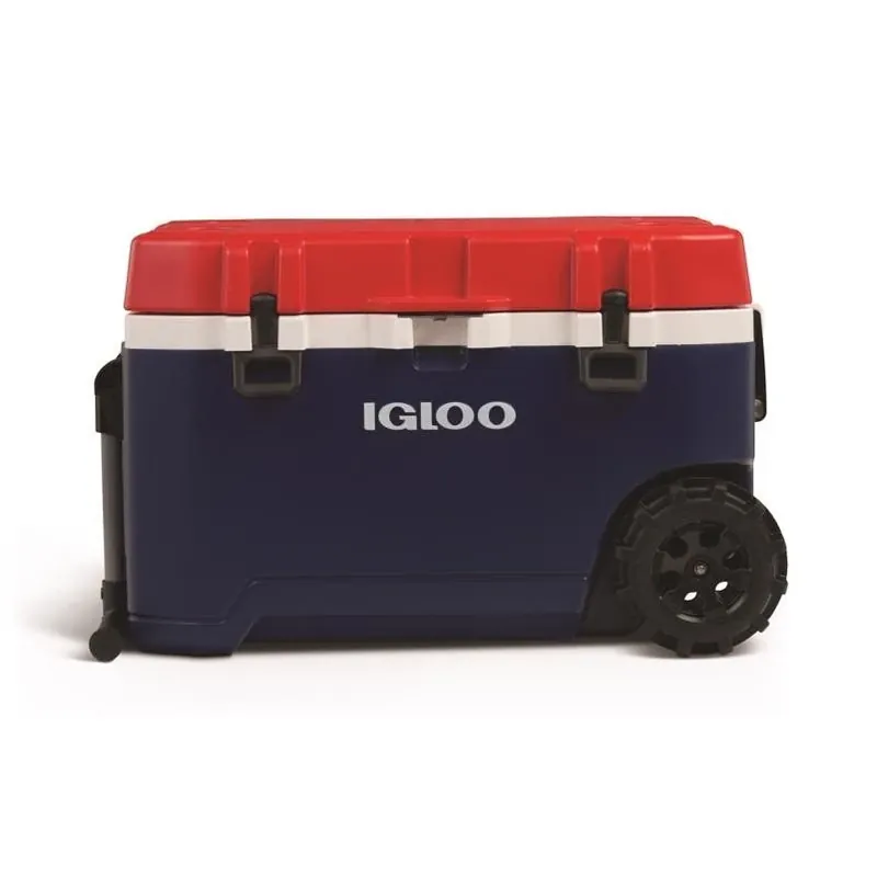 Trailmate 75‑Quart Wheeled Cooler – Blue/Red/White