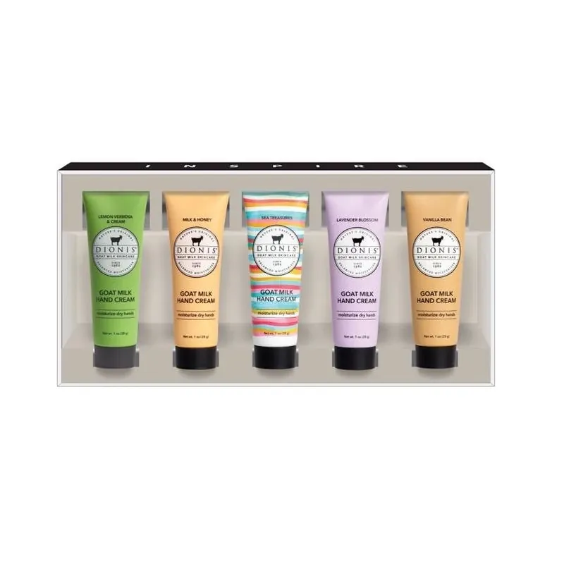 Dionis Goat Milk Hand Cream Gift Set – 5 Assorted Scents, 1‑oz Tubes
