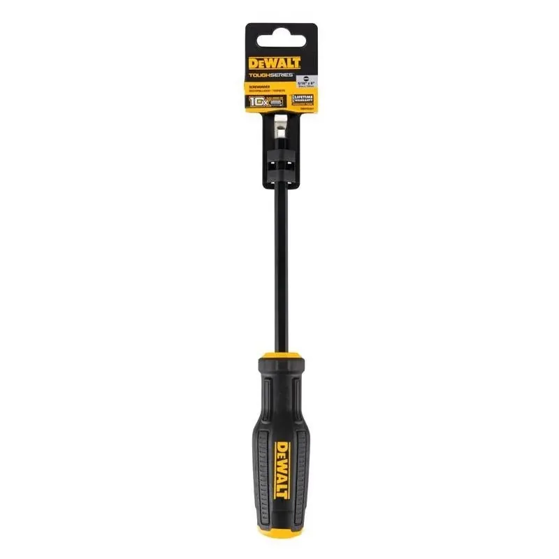 DeWalt ToughSeries 5/16‑in Slot Screwdriver – 6" Chrome‑Plated Steel With Cushion Grip