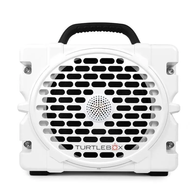 Turtlebox Waterproof Bluetooth Portable Speaker – Wireless, White, Battery & AC Power