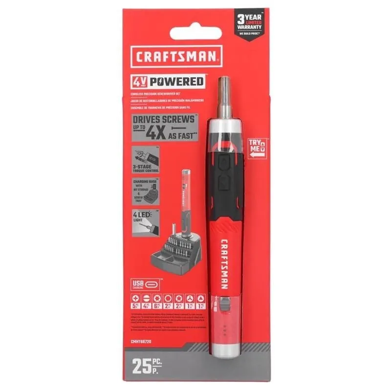 Craftsman 4V Cordless Screwdriver Set With Lithium‑Ion Battery