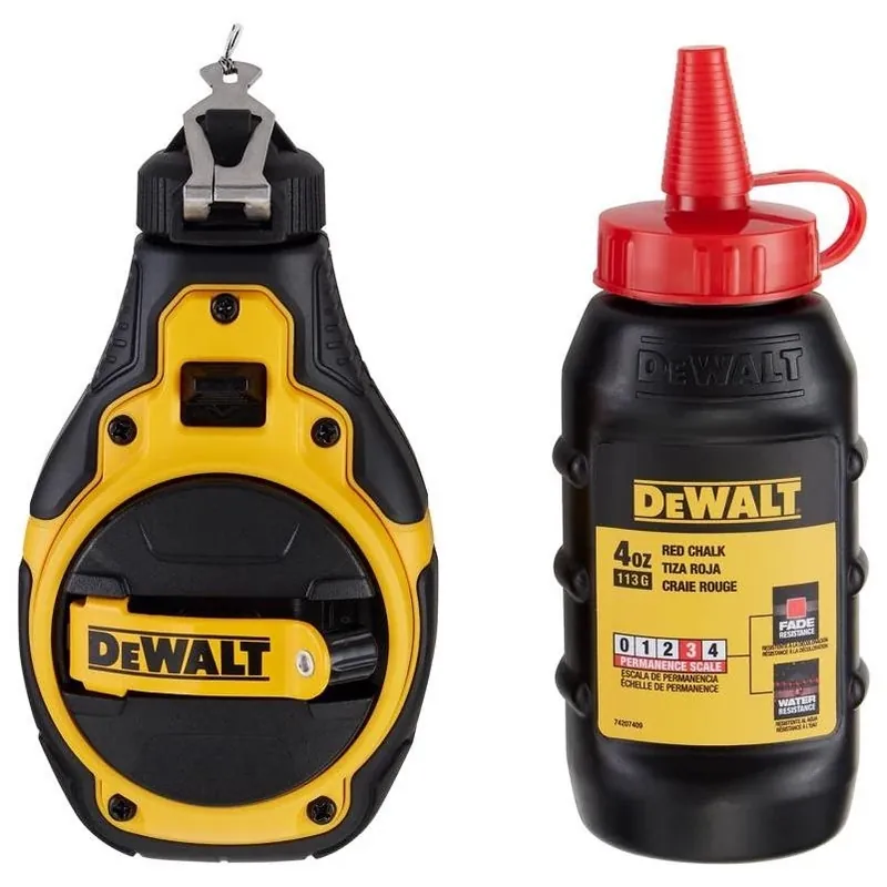 DeWalt Red Bi‑Material Chalk Line Reel With Bold Braided Line – 4 1 Gear Ratio Kit