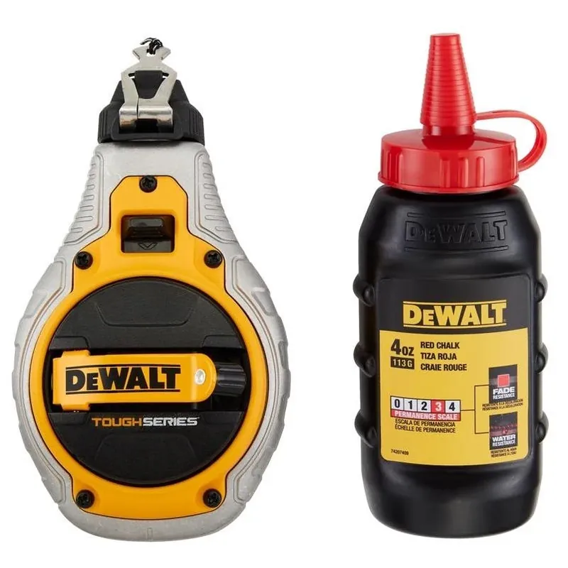 DeWalt ToughSeries Red Chalk Line Reel Kit With Bold Braided Line – 6 1 Gear Ratio