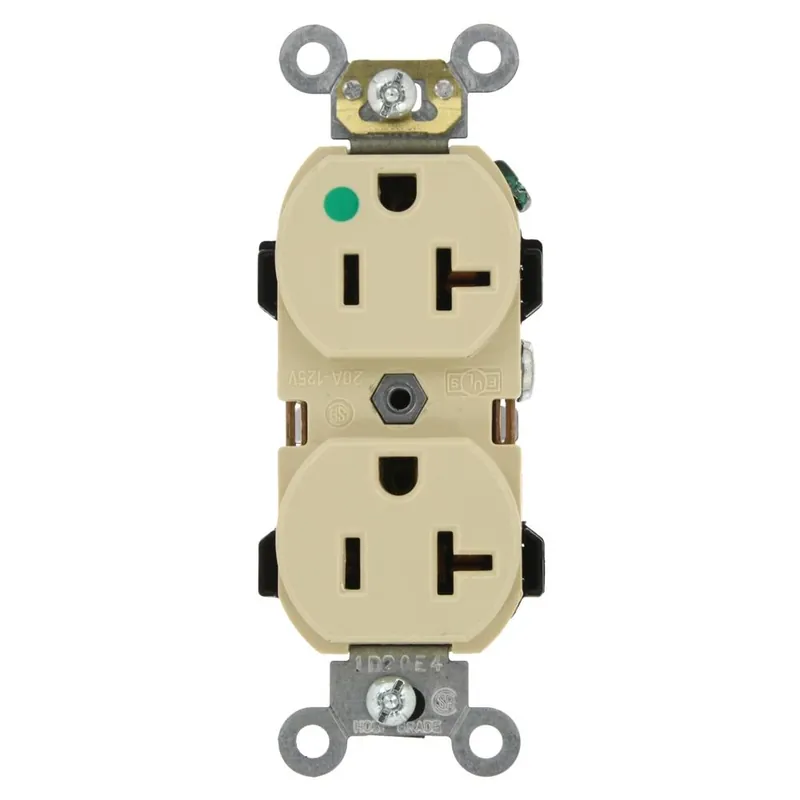 8300-hi 20 Amp 125 Volt Hospital Grade Duplex Outlet, Ivory