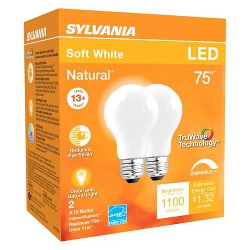 Sylvania Natural A19 E26 (Medium) LED Bulb Daylight 75 Watt Equivalence 2 Pk