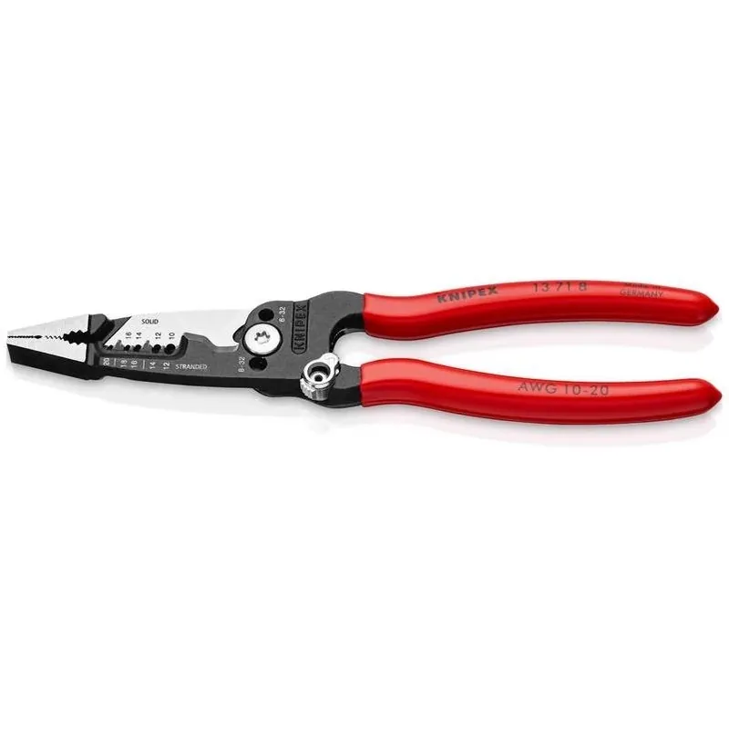 Knipex 8‑Inch Red Cushion‑Grip Wire Stripper – Precision Cutting Tool
