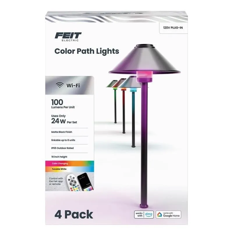 Feit Smart 6W LED Pathway Light – 4‑Pack Plug‑In & Remote Controlled