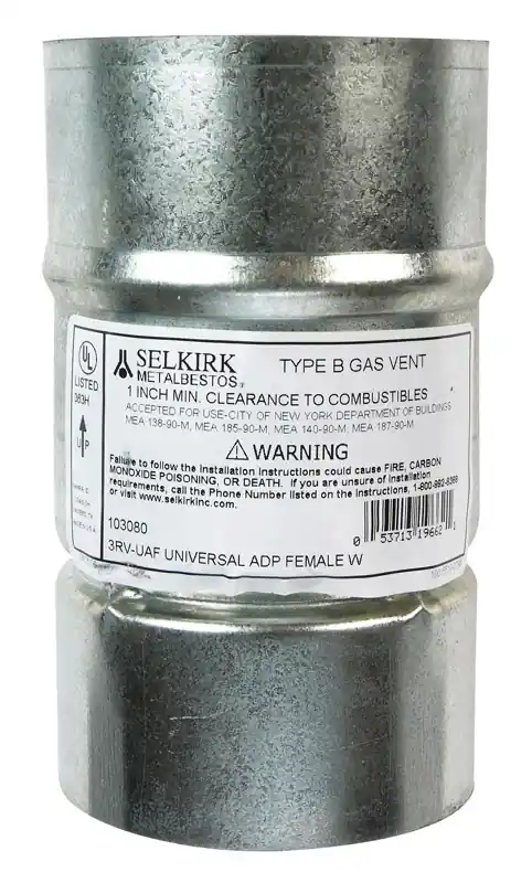Universal Female Adapter For Gas Vent, Type B, 3-In.