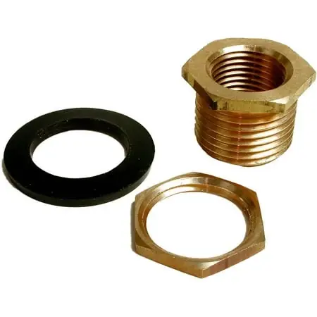 Evaporative Cooler Drain, Brass, 1/2-In. FPT For Threaded Overflow Pipes, Male Garden Hose Threads