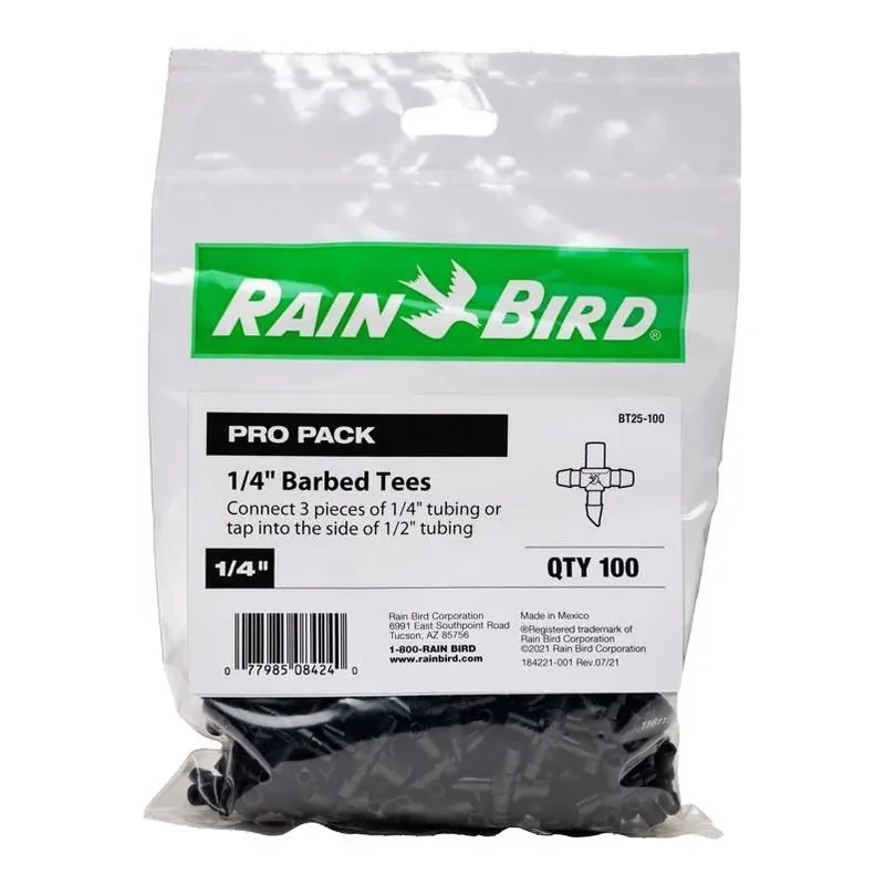 Rain Bird 1/4" Barbed Drip Irrigation Tee – 1‑Piece Plastic Connector For Low‑Pressure Systems