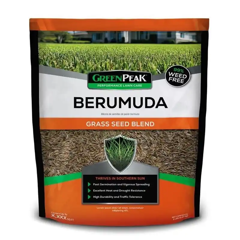 GreenPeak 5‑lb Bermuda Grass Seed – Sun & Shade, Drought‑Resistant For Small Southern Lawns