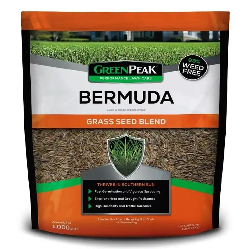 GreenPeak 1‑lb Coated Bermuda Grass Seed – Sun & Shade, Drought‑Resistant