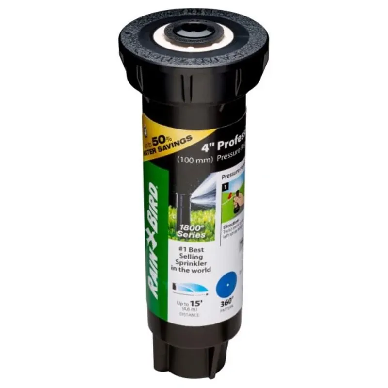 Rain Bird 4‑Inch Pop‑Up Sprinkler – Full‑Circle Coverage, 15‑ft Throw