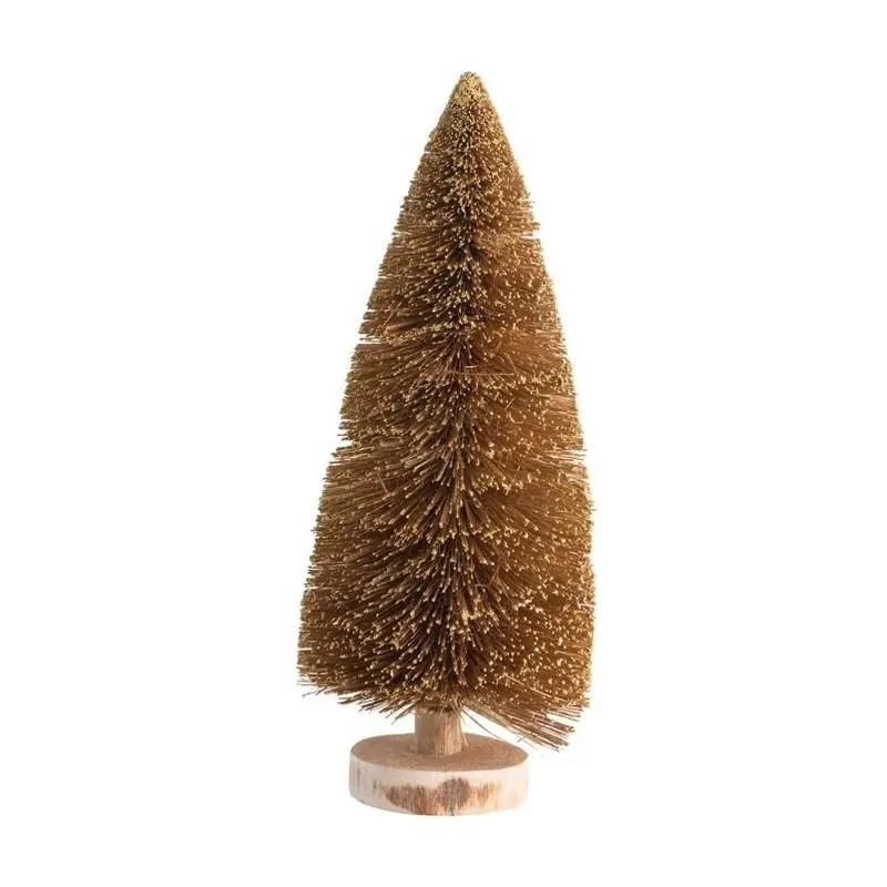Gold Vintage Bottle Brush Tree Table Ornament – 12‑Inch Holiday Décor