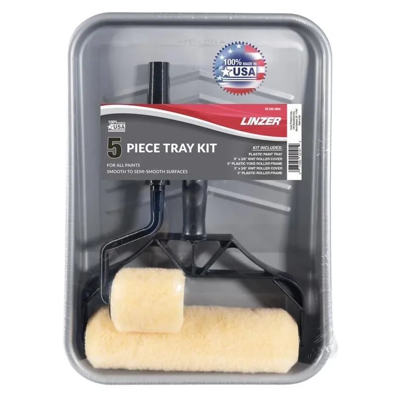 Linzer RS‑505 5‑Piece Plastic Paint Tray Kit – Smooth Surface, Roller Frame & Cover