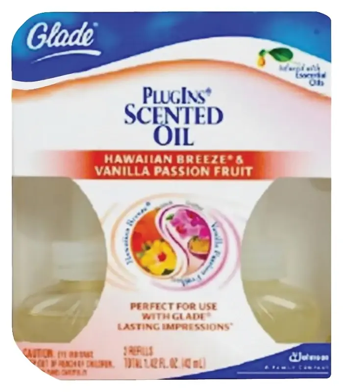 Glade Plug-Ins Vanilla Passion Fruit/Hawaiian Breeze Scent Air Freshener Refill 1.34 Oz Liquid
