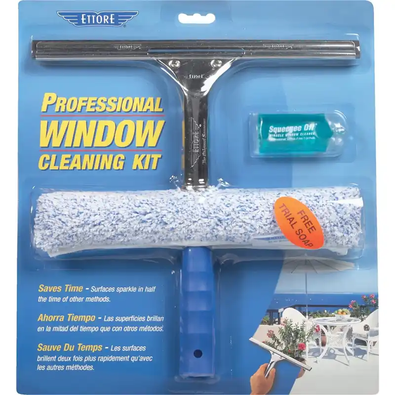 Professional Window Cleaning Kit With Squeegee, Washer, And Soap - 3 Pieces