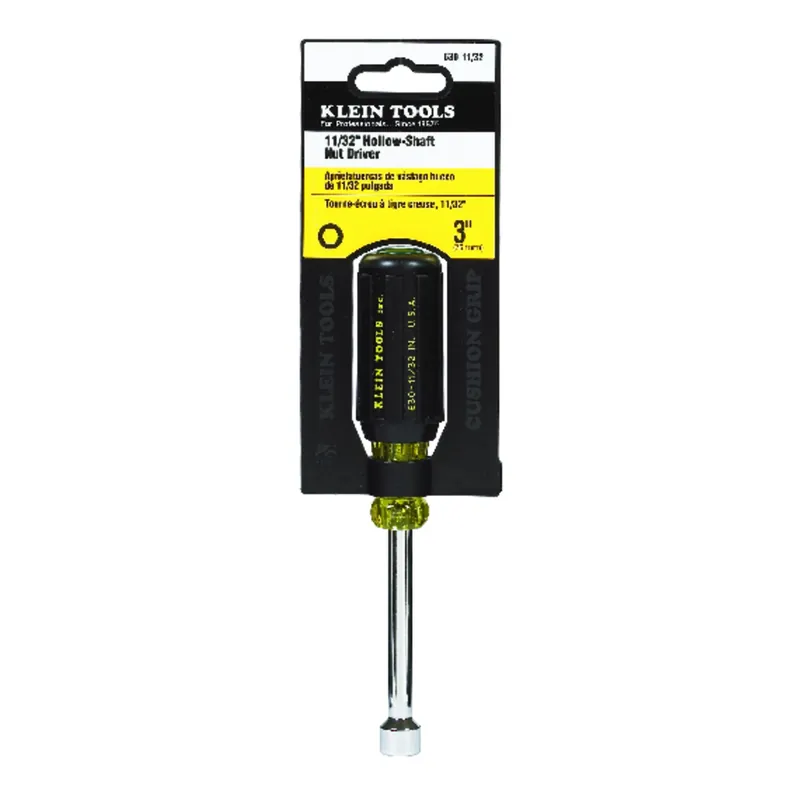 11/32 In. Nut Driver With 3 In. Hollow Shank And Cushion Grip Handle