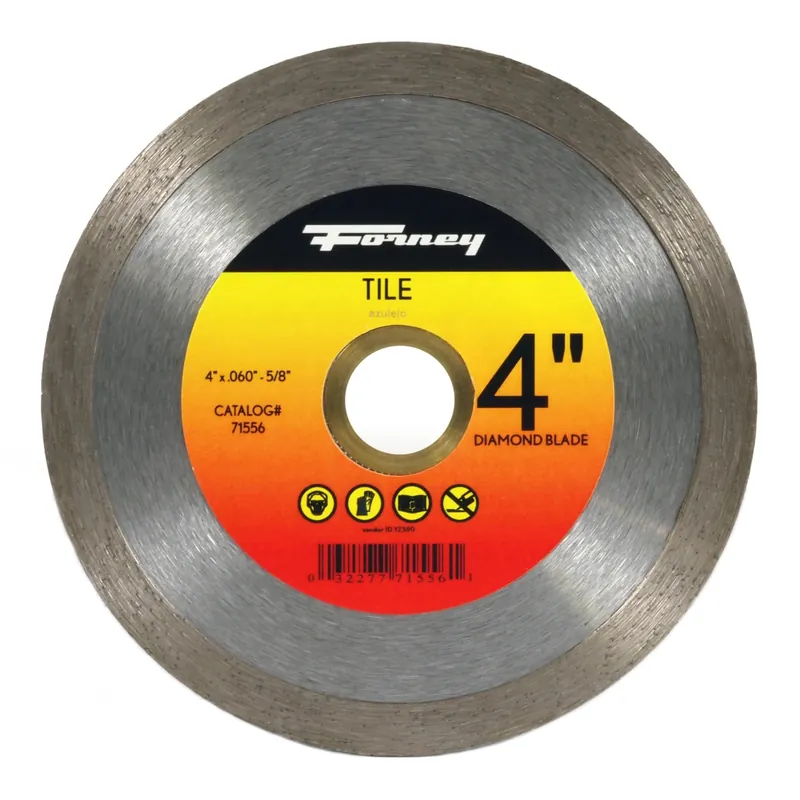 Forney 4 Inch Diamond Continuous Rim Tile Cutting Circular Saw Blade With 5/8 Inch Arbor