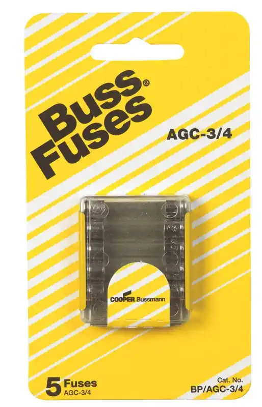 Bussmann 0.75 Amps Fast Acting Glass Fuse 5 Pk