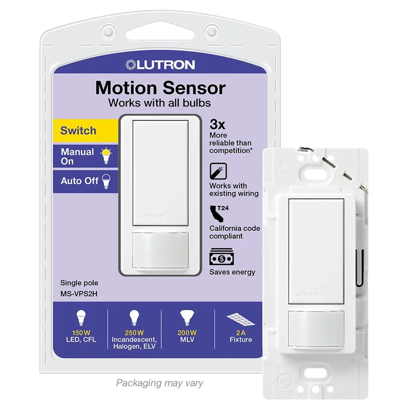 Lutron 2 Amps Single Pole Motion Sensor Alarm/Sensor Switch White 1 Pk