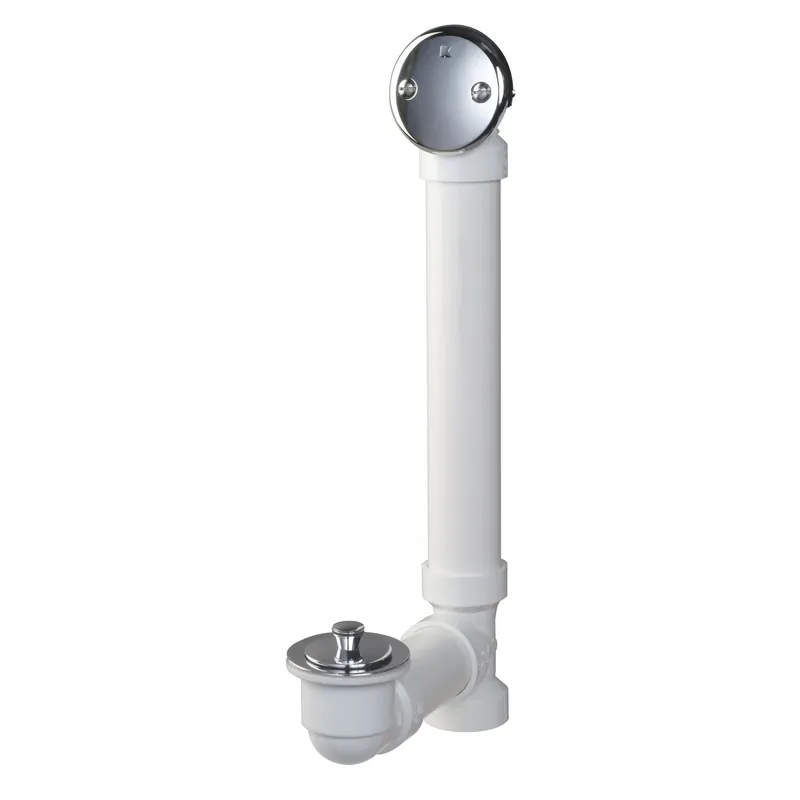 Schedule 40 PVC Bath Drain, Roller Ball Stop, White, 1-1/2 In.