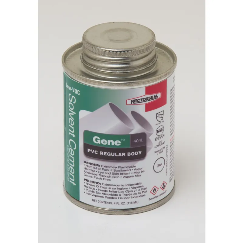 Gene Clear Solvent Cement For Pvc 4 Oz - Low Voc, Regular Body