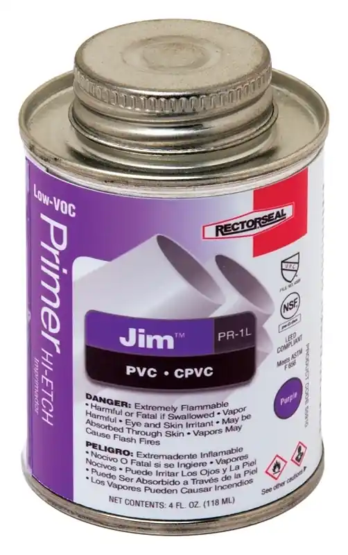 Jim Purple Primer For Cpvc/pvc 4 Oz - Hi-etch, Nsf Approved
