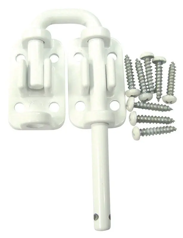 Steel Sliding Glass Door Security Latch Model 10365, White Finish