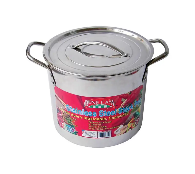 Stainless Steel Stock Pot 10.15 In. 16 Qt With Lid - Silver