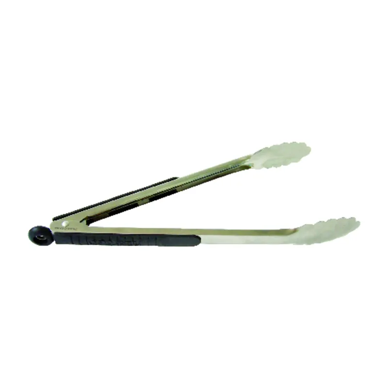 12 In. Black/silver Stainless Steel Bbq Tongs With Locking Mechanism